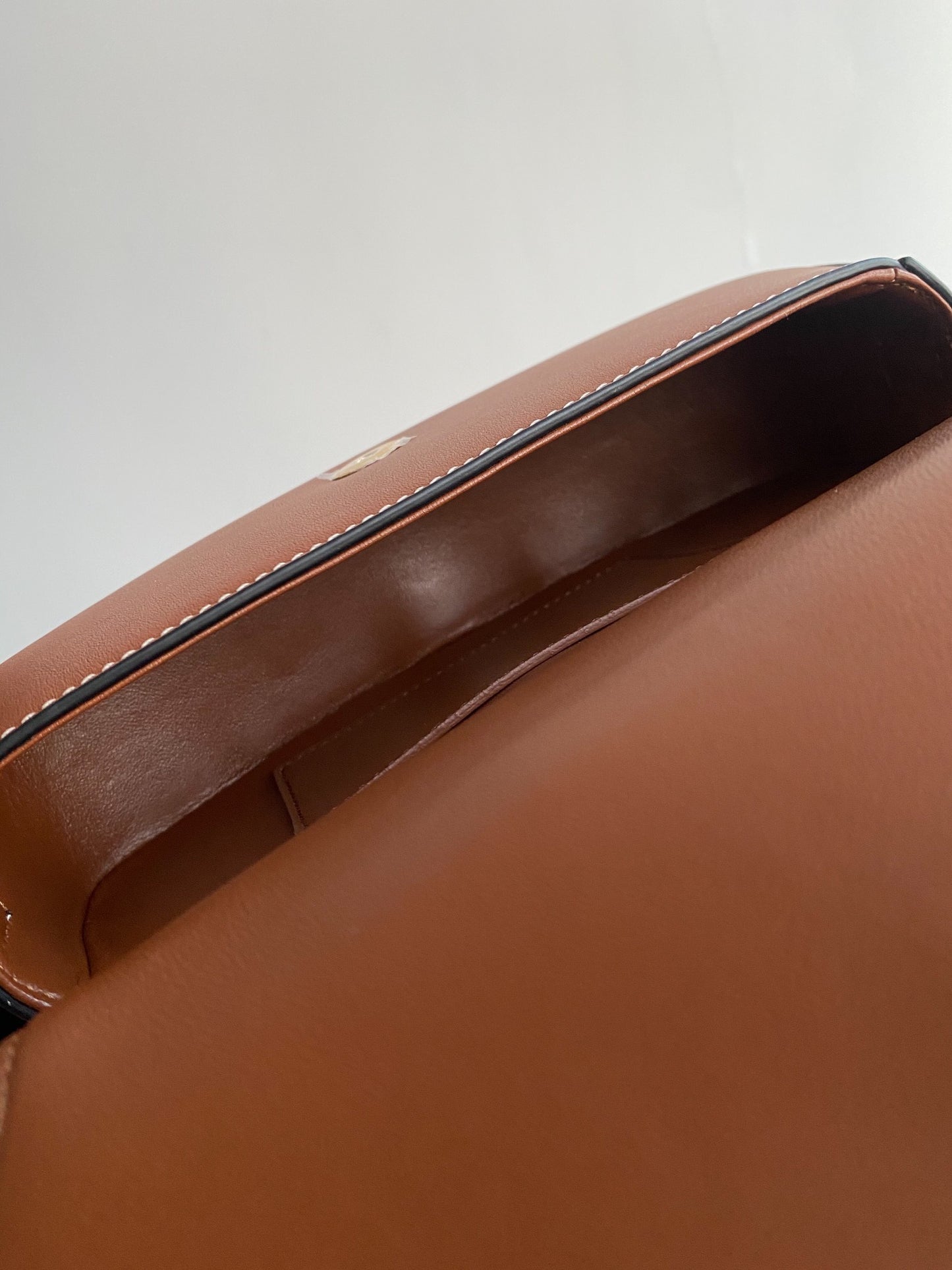 Small Brown Leather Shoulder Bag with Gold Padlock Closure
