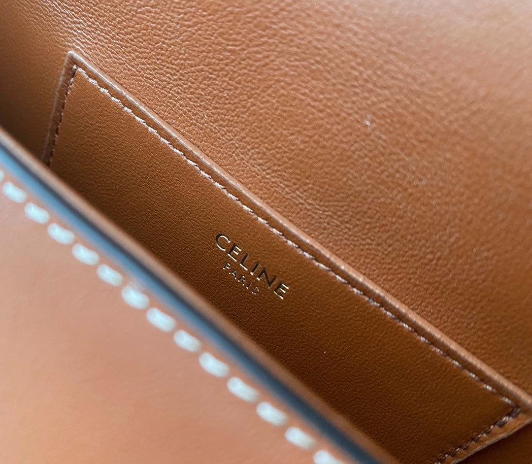 Small Brown Leather Shoulder Bag with Gold Padlock Closure