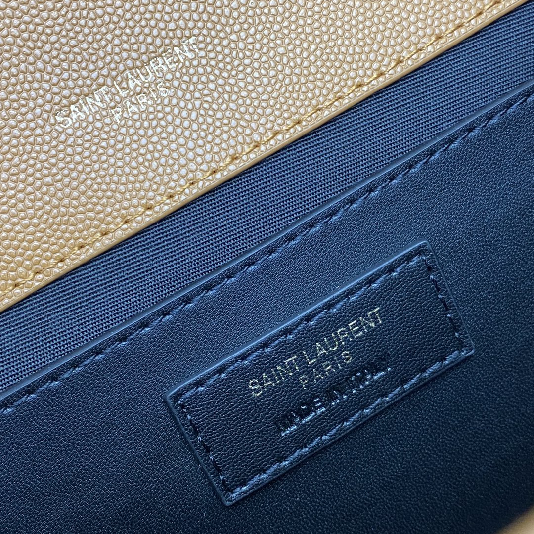 Saint Laurent Medium Envelope Bag in Quilted Grain de Poudre Leather - Tan