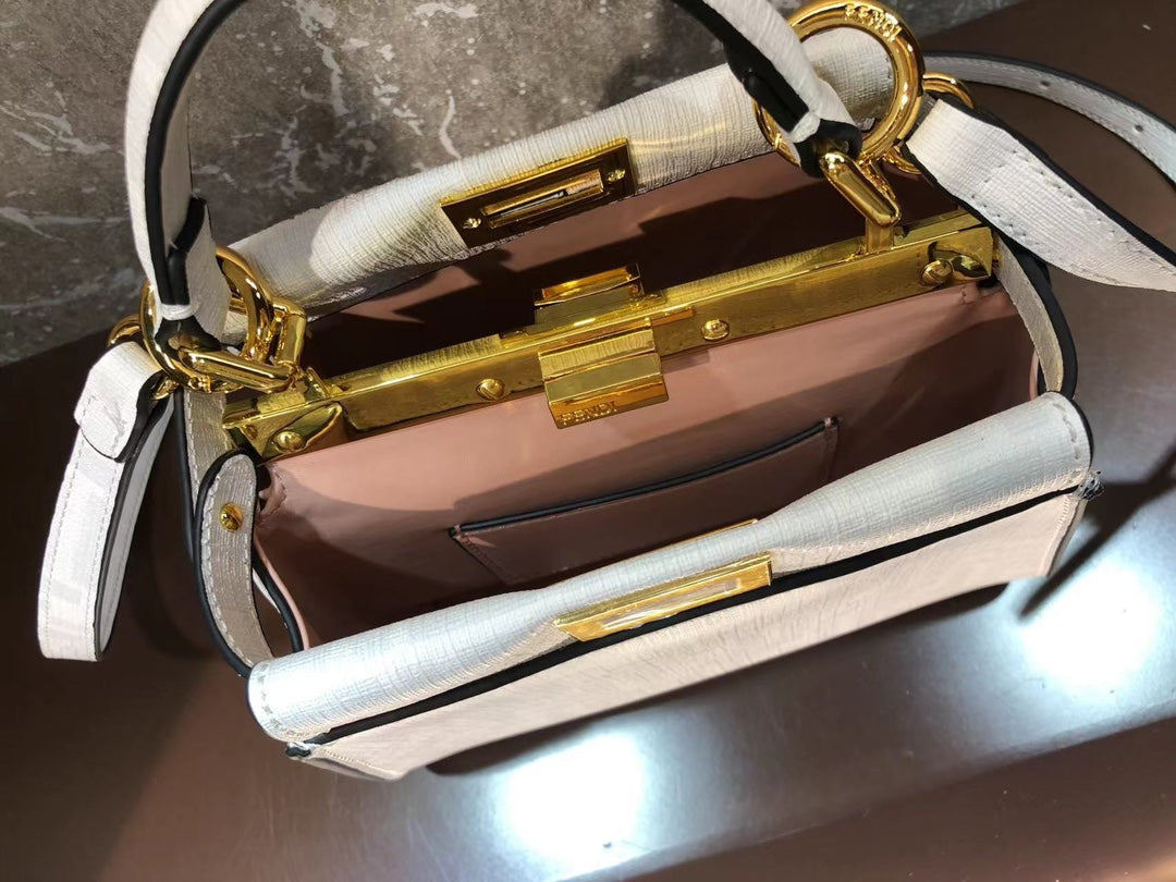 Fendi Peekaboo ISeeU Small Graphic Print Leather Handbag