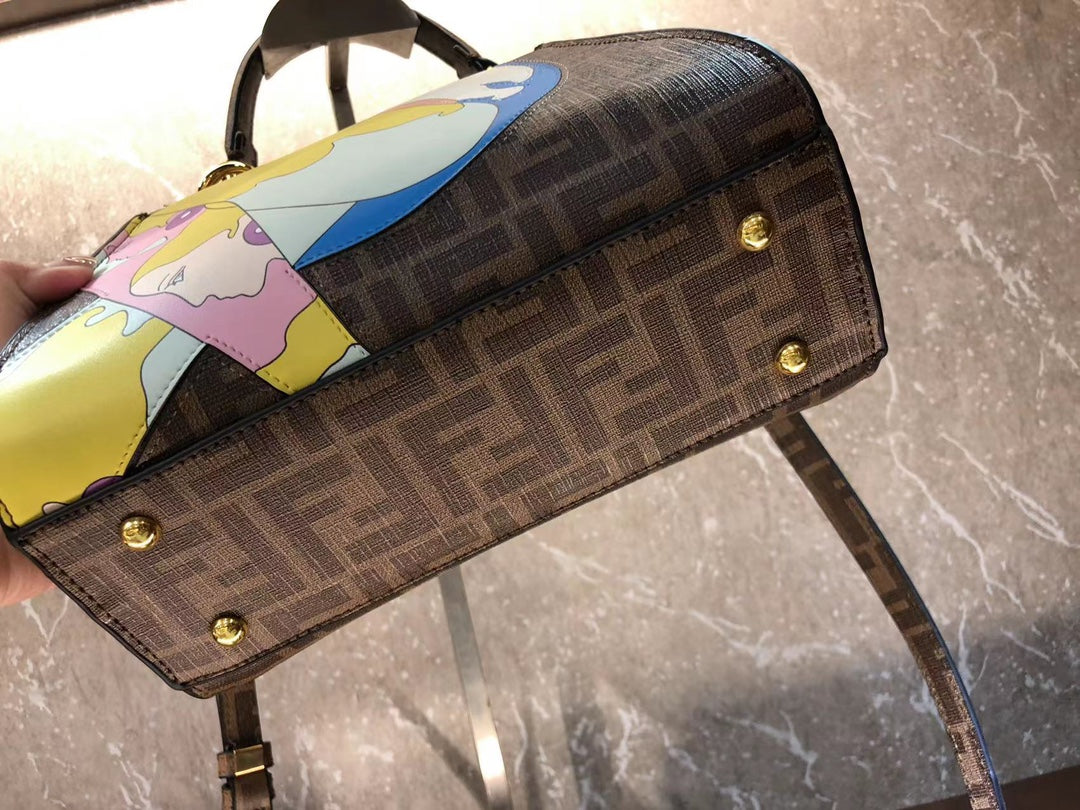 Fendi Peekaboo ISeeU Small Multicolor FF Canvas Top Handle Bag