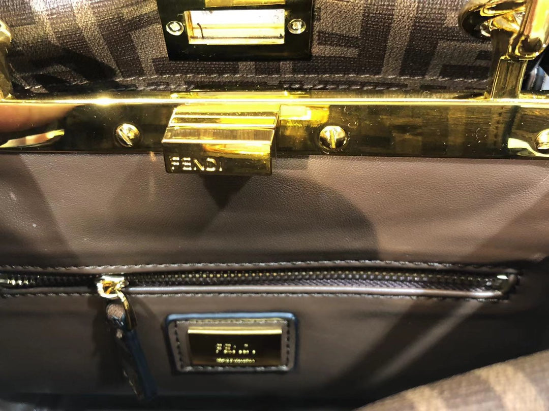 Fendi Peekaboo ISeeU Small Multicolor FF Canvas Top Handle Bag