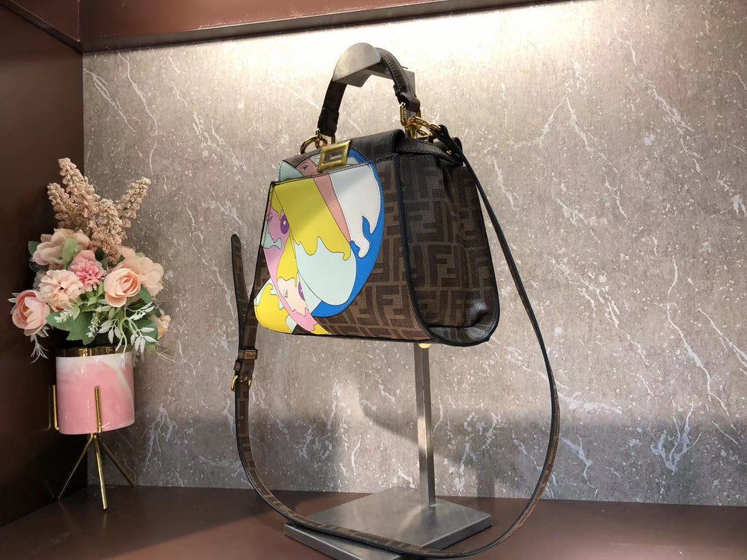 Fendi Peekaboo ISeeU Small Multicolor FF Canvas Top Handle Bag
