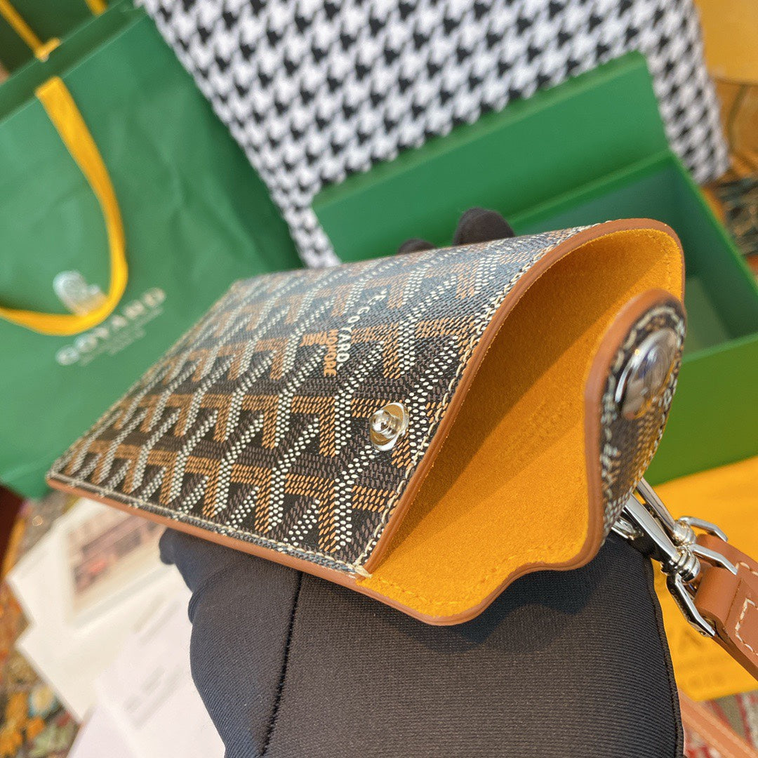 Gogy Chevron Pattern Leather Phone Pouch with Crossbody Strap