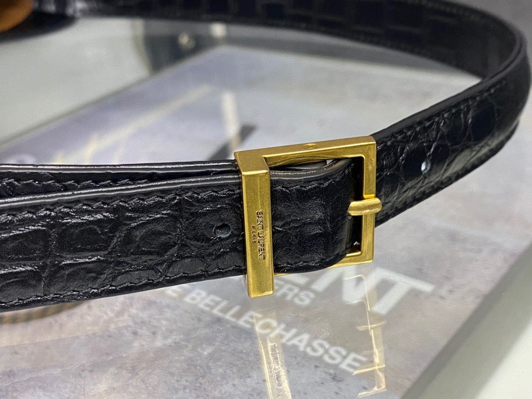 Saint Laurent Le 5 à 7 Hobo Bag in Black Crocodile-Embossed Leather