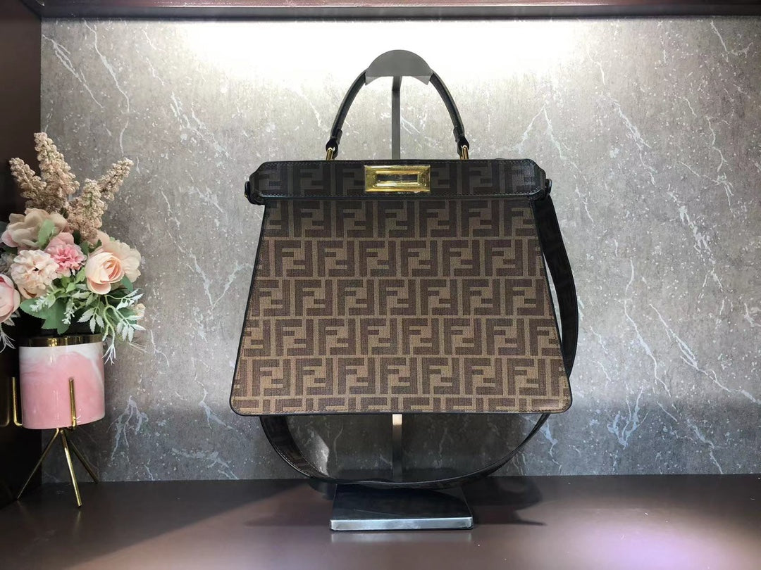 Fendi Peekaboo Iconic Medium Bag with FF Monogram and Graphic Print
