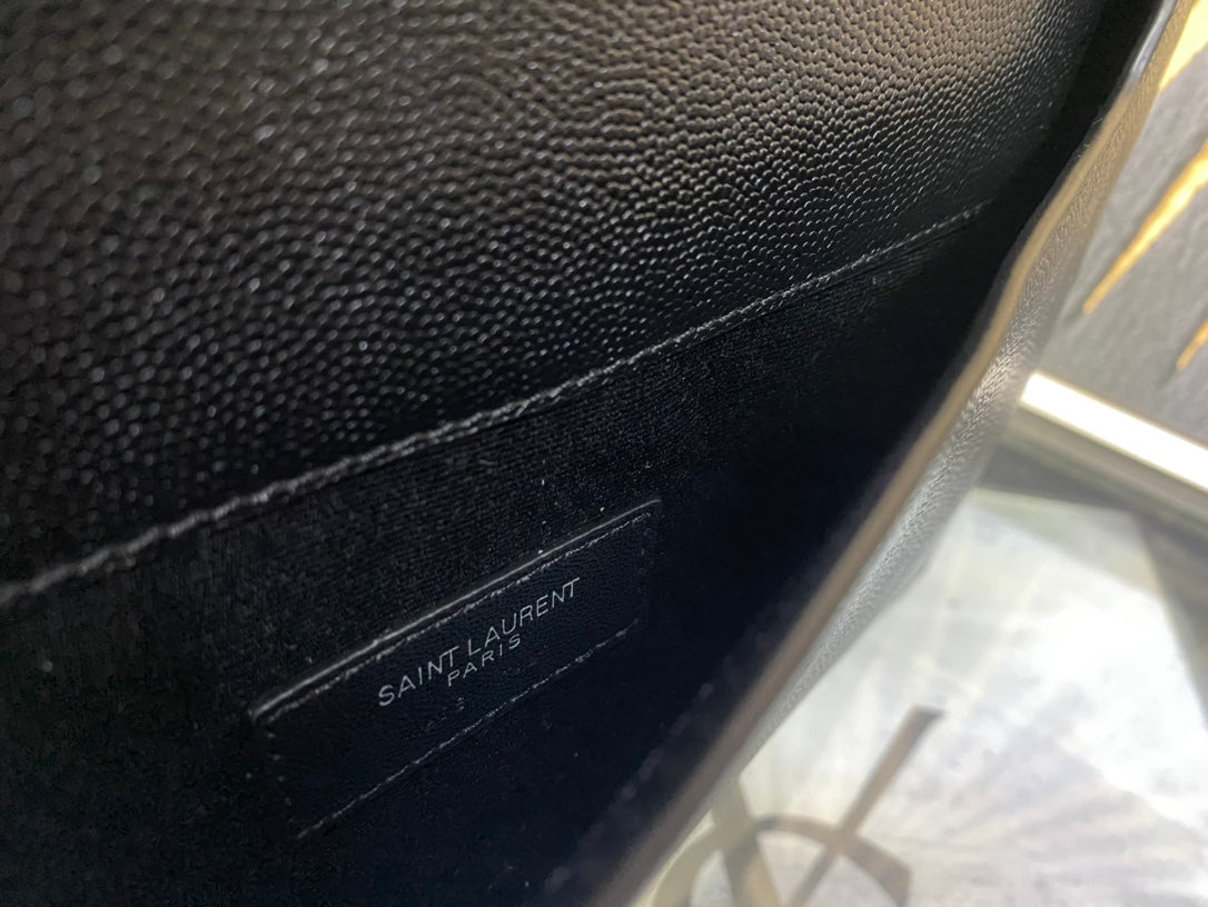 Saint Laurent Uptown Pouch in Grain de Poudre Embossed Leather - Black