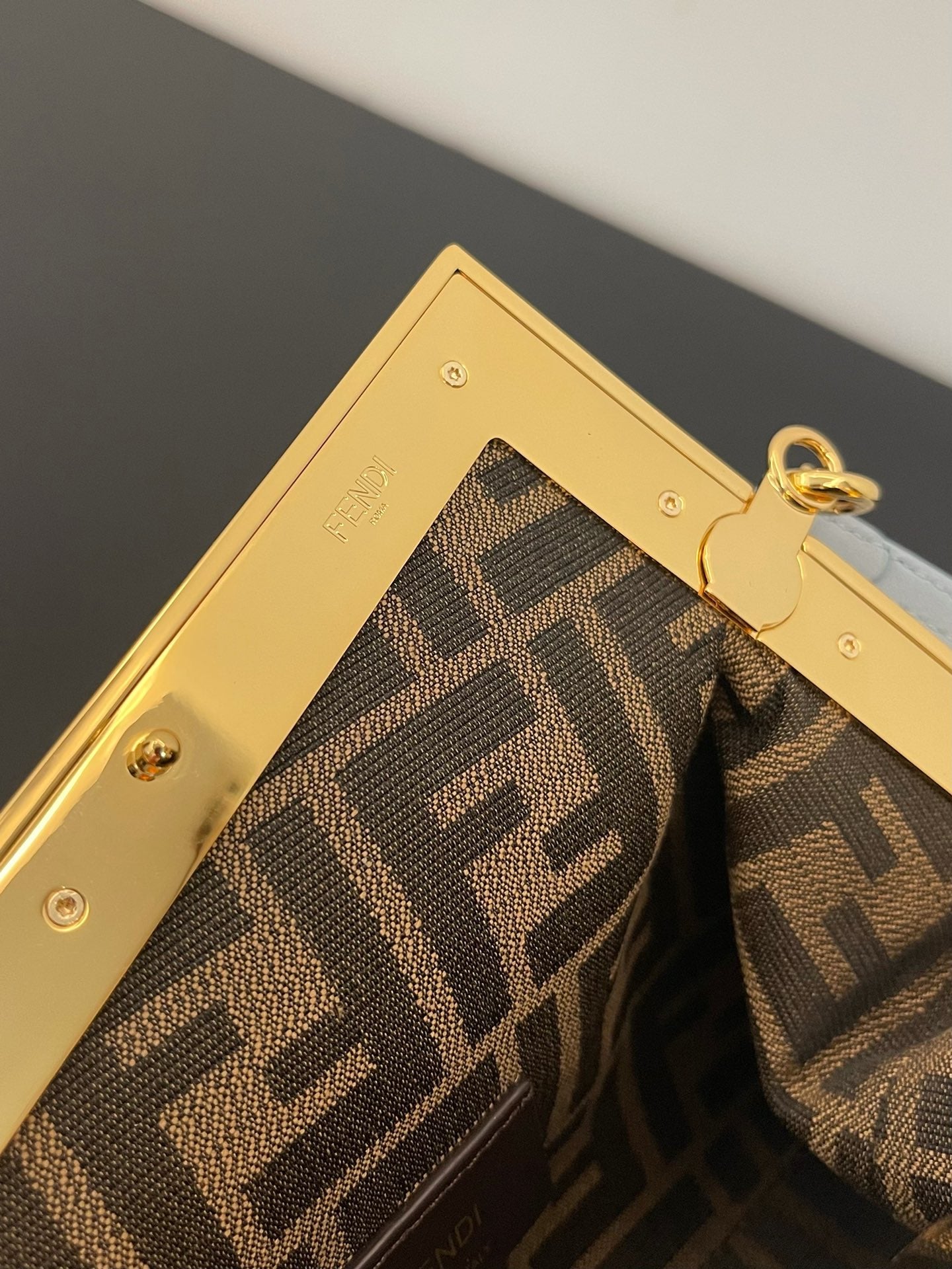 Small Light Blue Leather Frame Clutch - Elegant Asymmetric Crossbody Bag with Gold Hardware