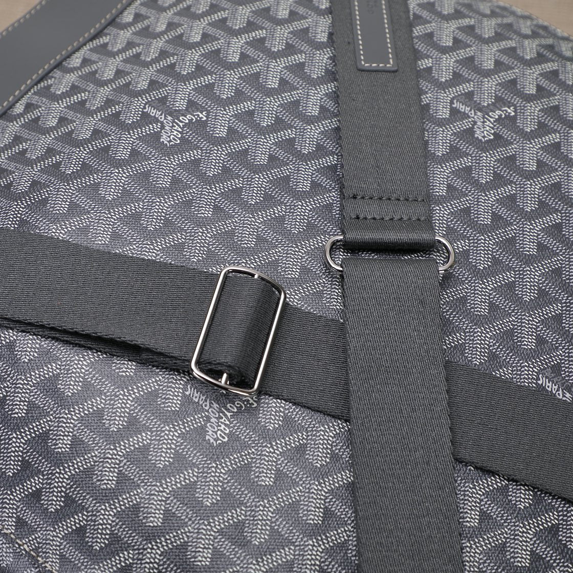 Gogy Luxury Grey Geometric Chevron Pattern Canvas Backpack Rucksack
