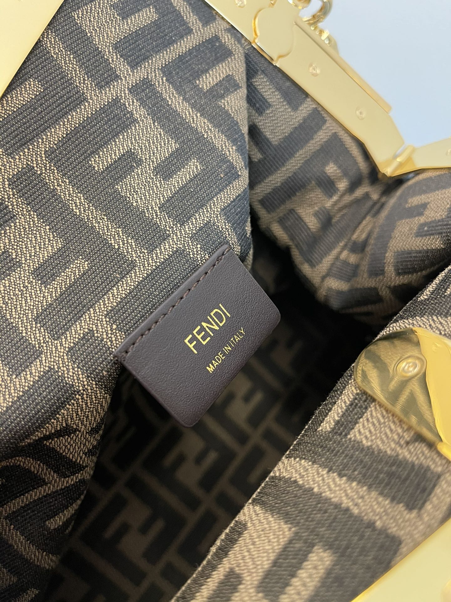 Fendi First Style Light Blue Leather Clutch Bag with Shoulder Strap