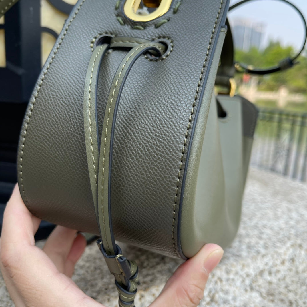 Fendi Mini Mon Tresor Leather Bucket Bag - Olive Green