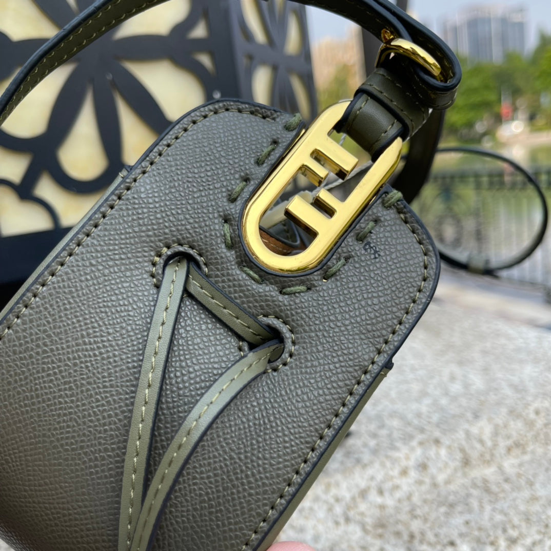 Fendi Mini Mon Tresor Leather Bucket Bag - Olive Green
