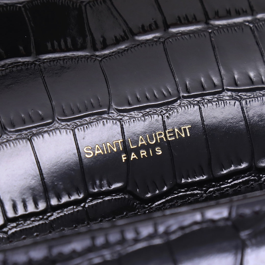 Saint Laurent Kate Small Tassel Bag in Crocodile-Embossed Leather