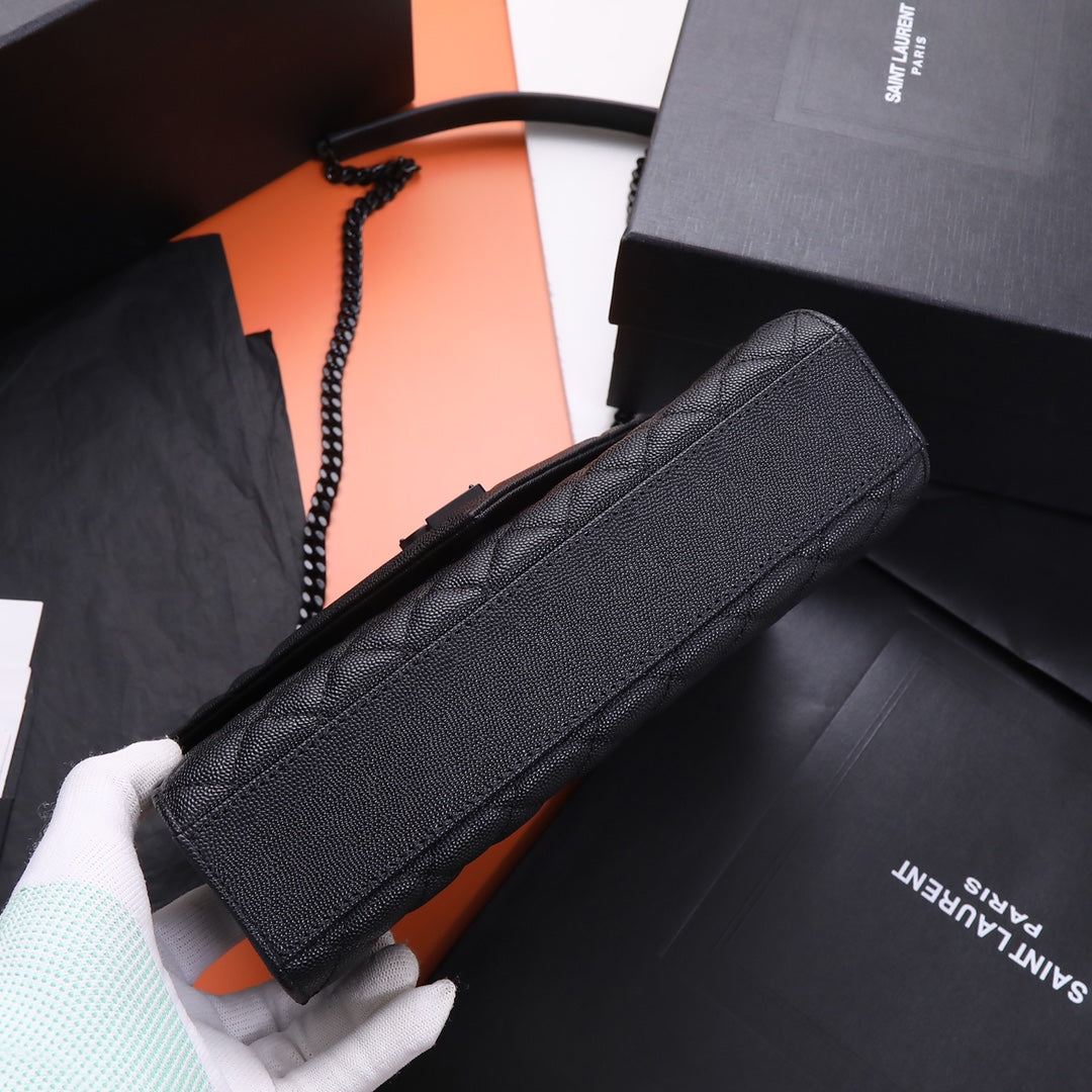 Saint Laurent Medium Envelope Bag in Quilted Leather - All Black