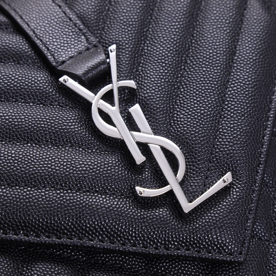 Saint Laurent Medium Envelope Bag in Mix Matelassé Leather - Black