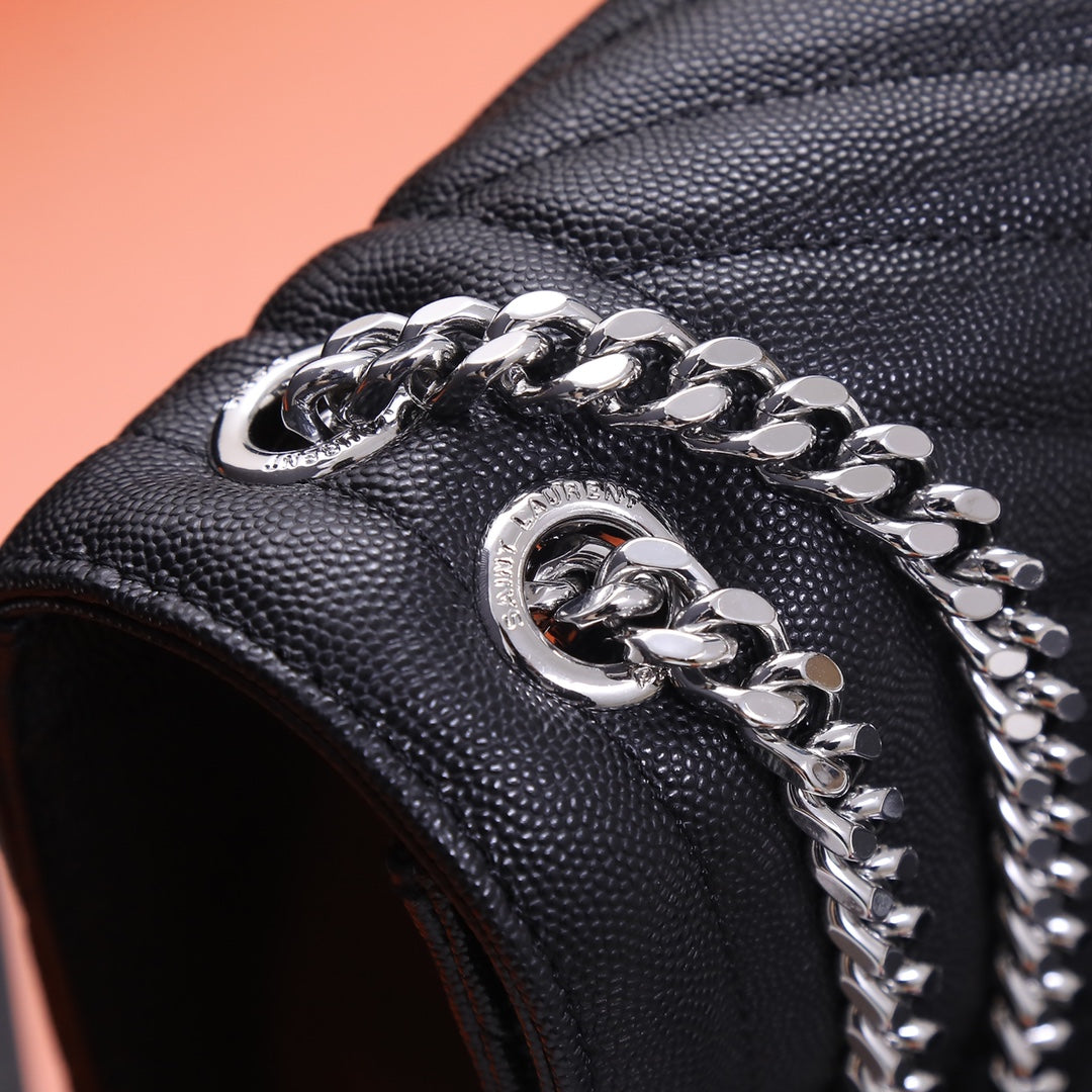 Saint Laurent Medium Envelope Bag in Mix Matelassé Leather - Black