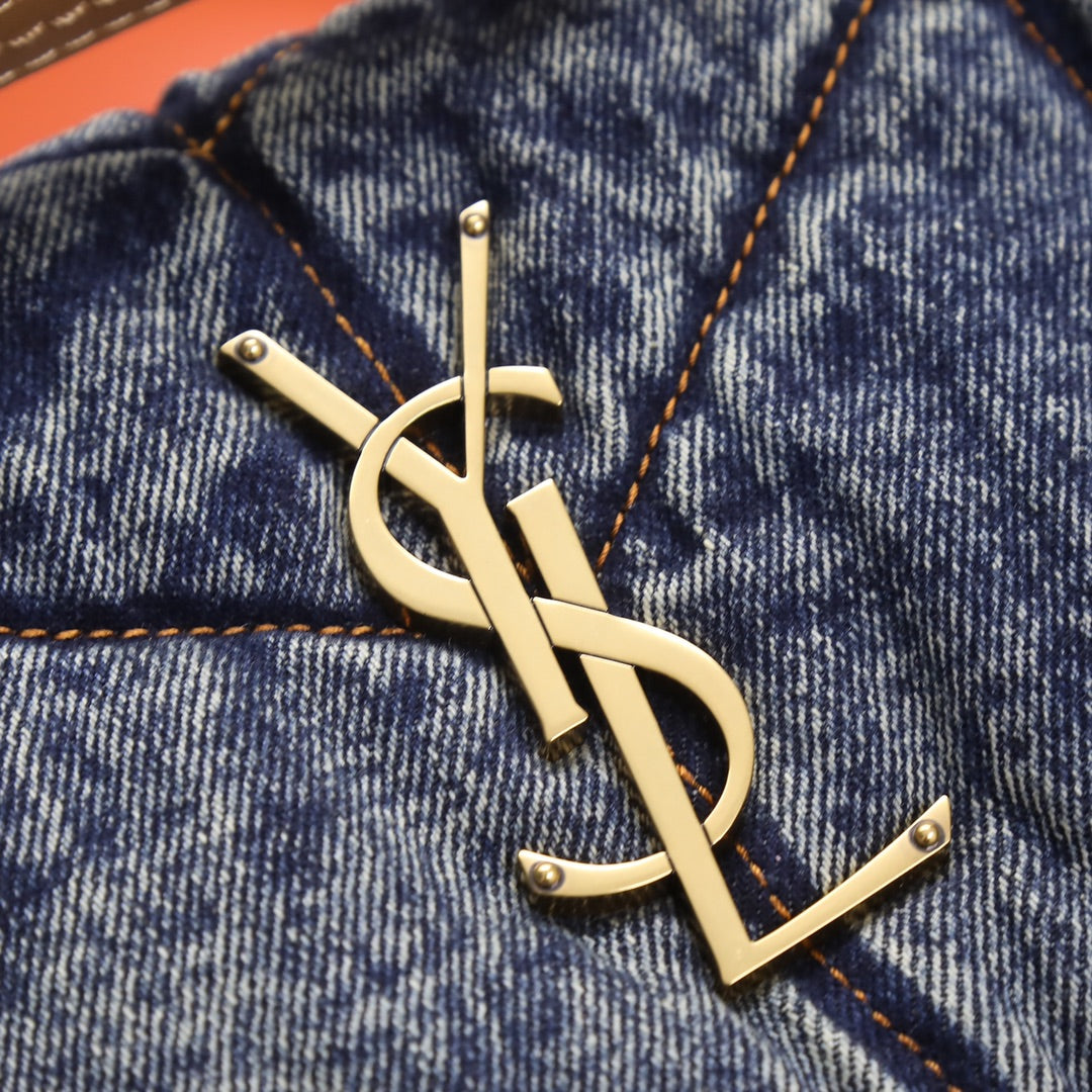 Saint Laurent Small Loulou Chain Bag in Quilted Denim