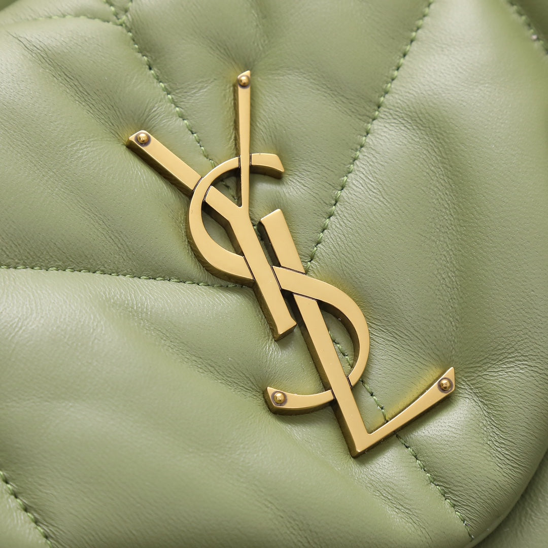 Saint Laurent Loulou Puffer Small Green Leather Shoulder Bag