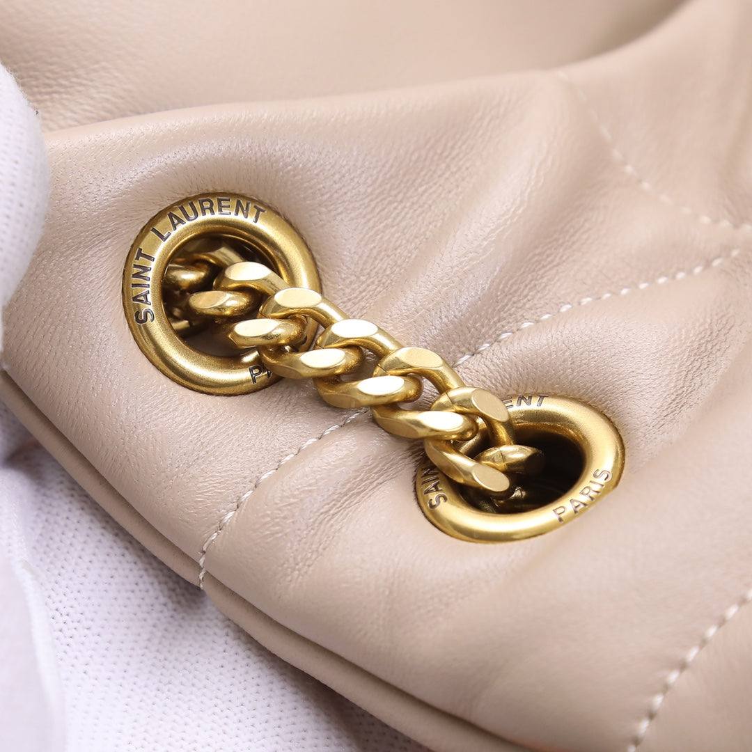 Saint Laurent Loulou Puffer Small Shoulder Bag in Quilted Lambskin - Nude/Gold