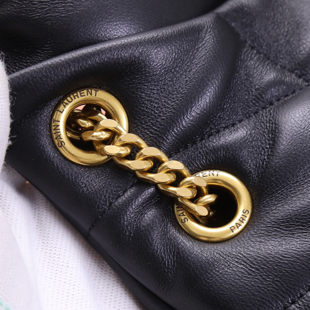 Saint Laurent Loulou Puffer Bag in Quilted Lambskin Leather - Black with Gold Hardware