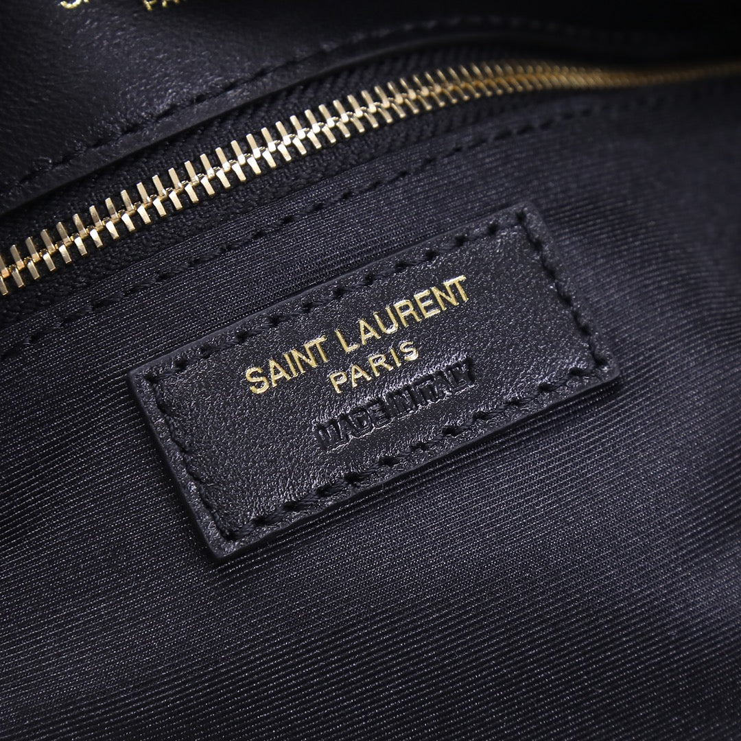Saint Laurent Loulou Puffer Bag in Quilted Lambskin Leather - Black with Gold Hardware