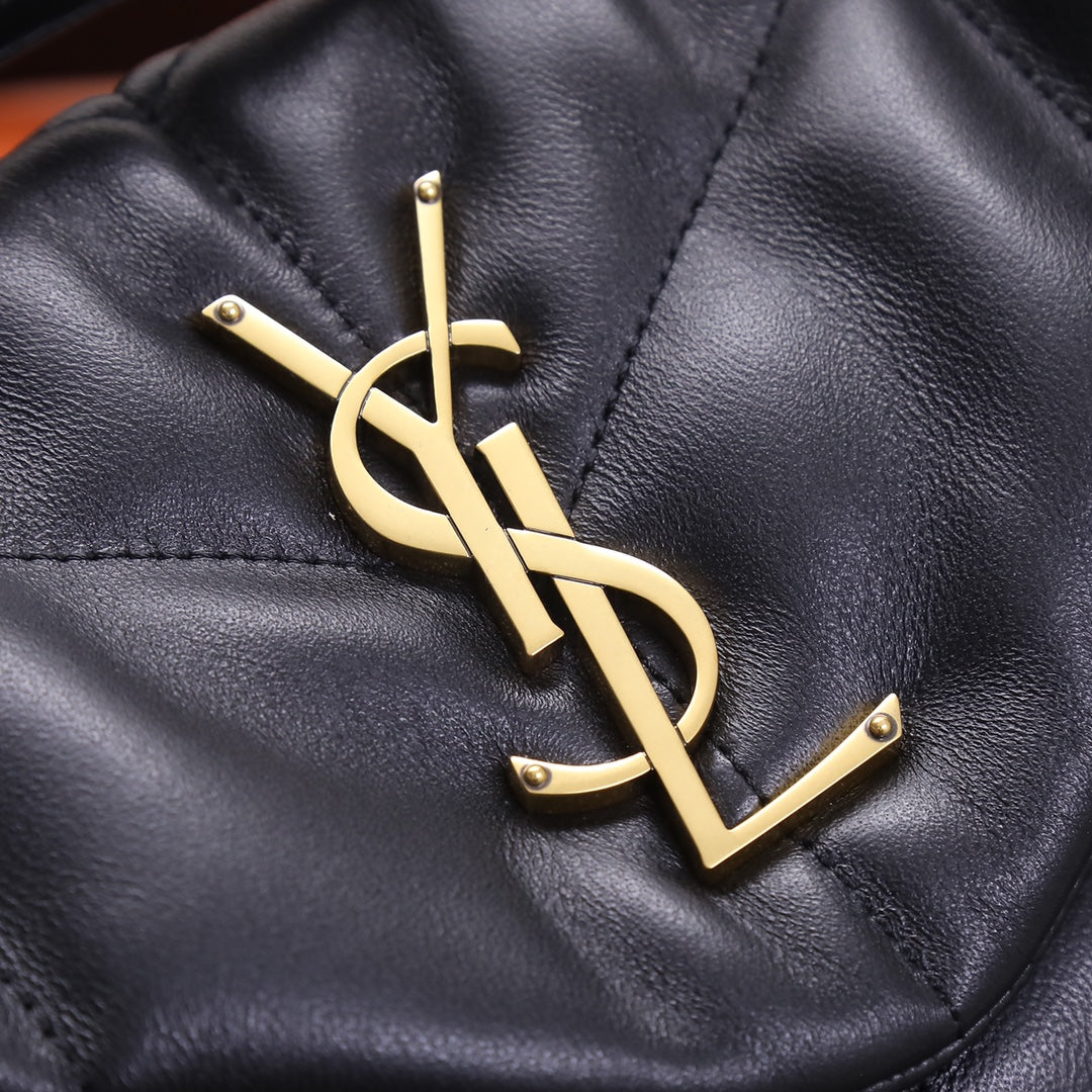 Saint Laurent Loulou Puffer Bag in Quilted Lambskin Leather - Black with Gold Hardware