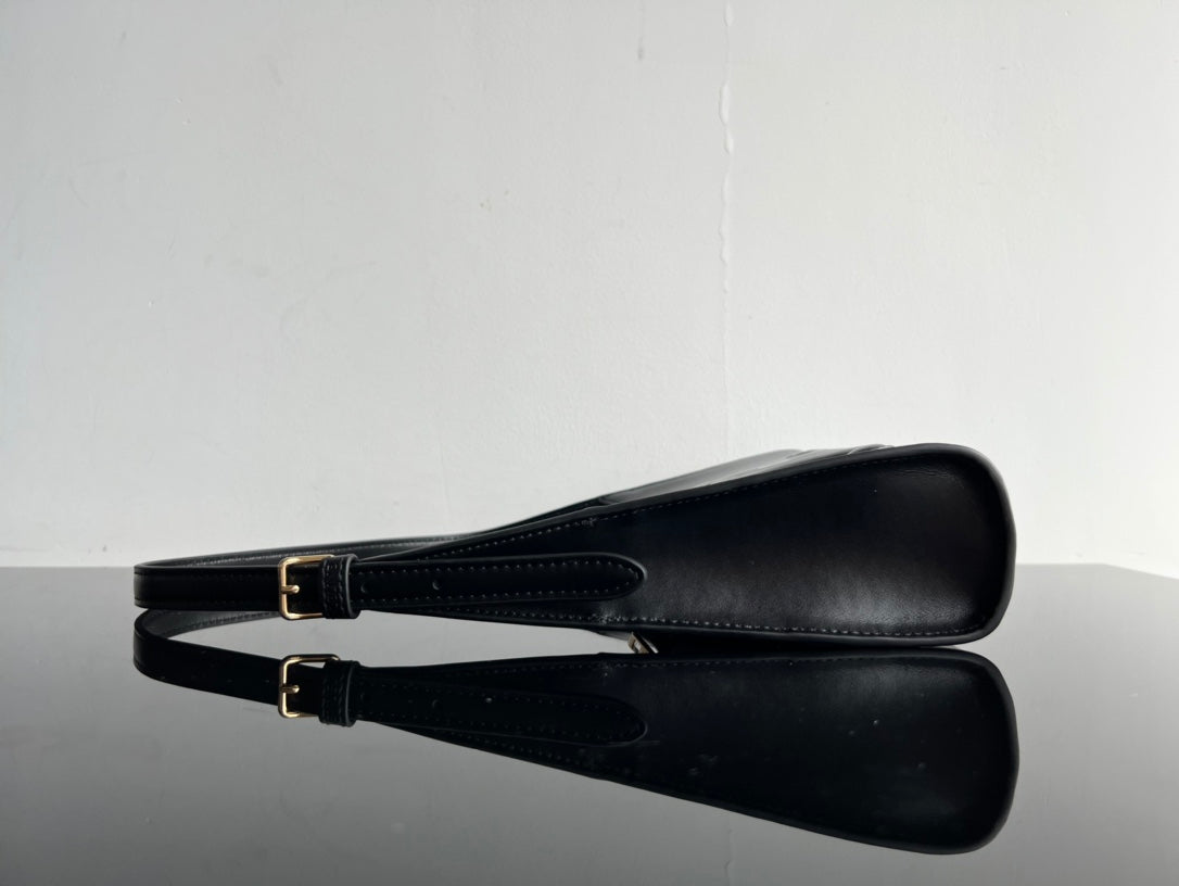 Celine Cuir Triomphe Shoulder Bag - Black Smooth Calfskin Handbag