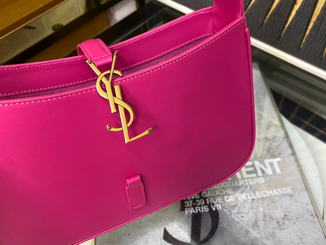 Saint Laurent Le 5 à 7 Leather Hobo Shoulder Bag - Fuchsia Pink
