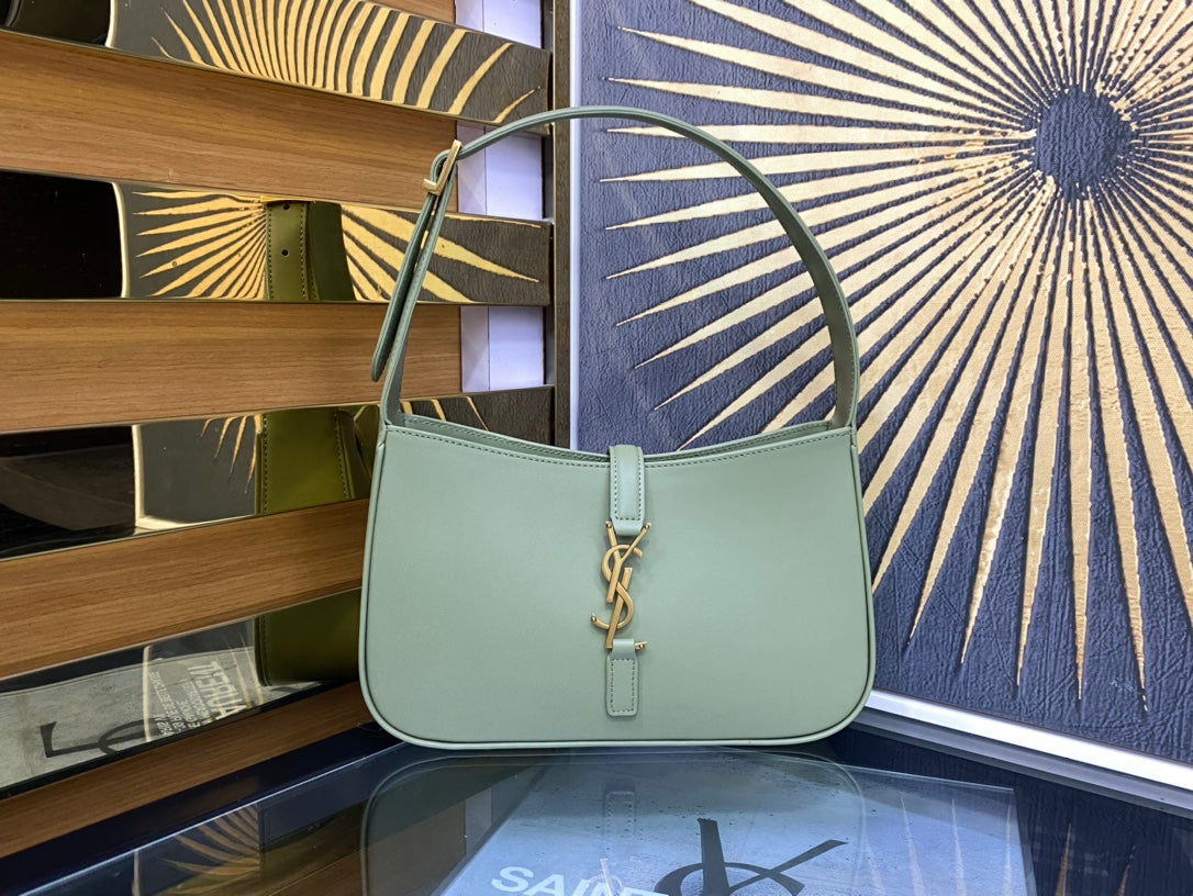 Saint Laurent Le 5 à 7 Leather Hobo Bag - Light Green