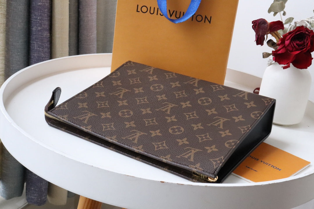 Louis Vuitton Monogram Pochette Voyage MM - Brown Canvas Luxury Clutch Bag