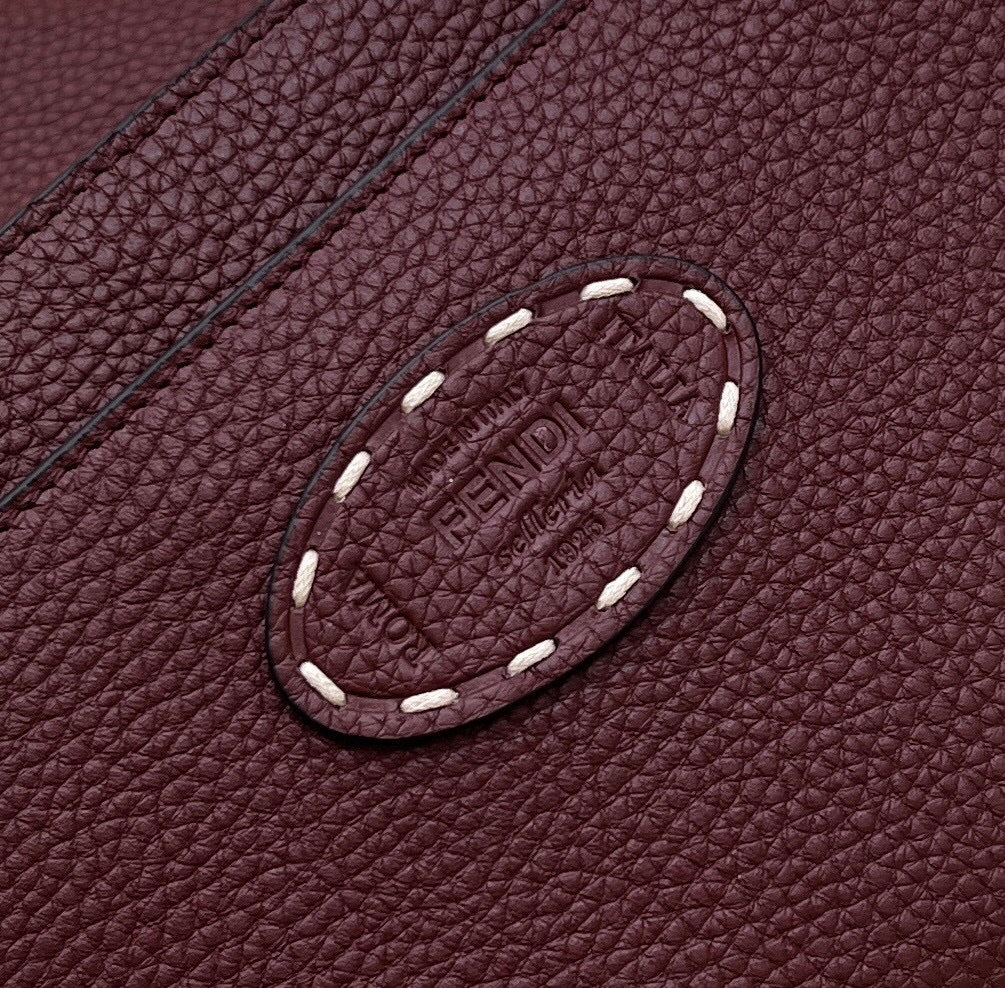 Sophisticated Burgundy Top Handle Handbag with White Contrast Stitching and Matching Wallet