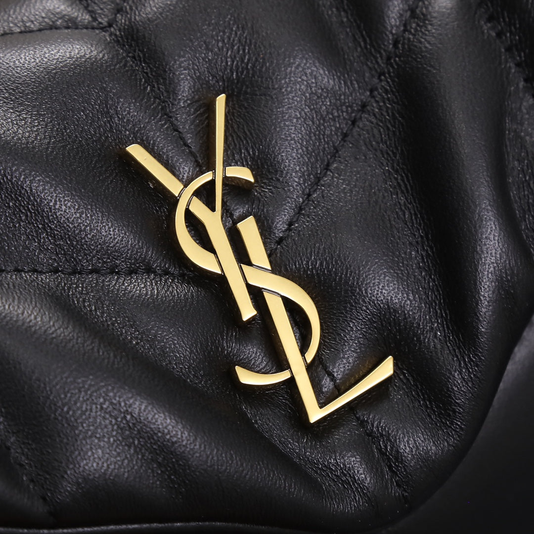Saint Laurent Loulou Puffer Mini Shoulder Bag in Quilted Lambskin Leather - Black with Gold Hardware