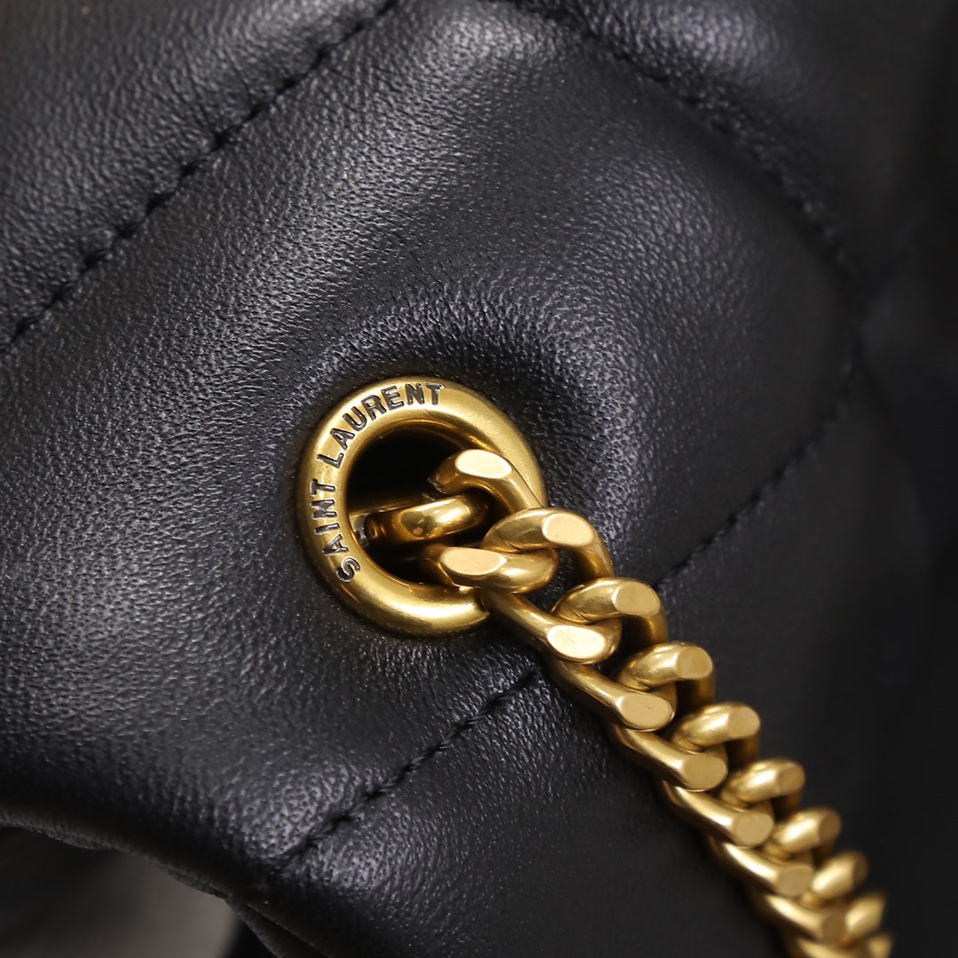 Saint Laurent Loulou Puffer Mini Shoulder Bag in Quilted Lambskin Leather - Black with Gold Hardware