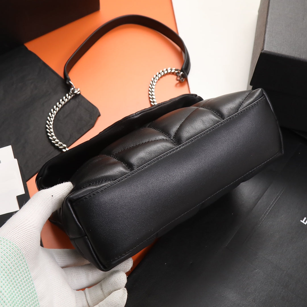 Saint Laurent Loulou Puffer Small Bag in Quilted Lambskin - Black