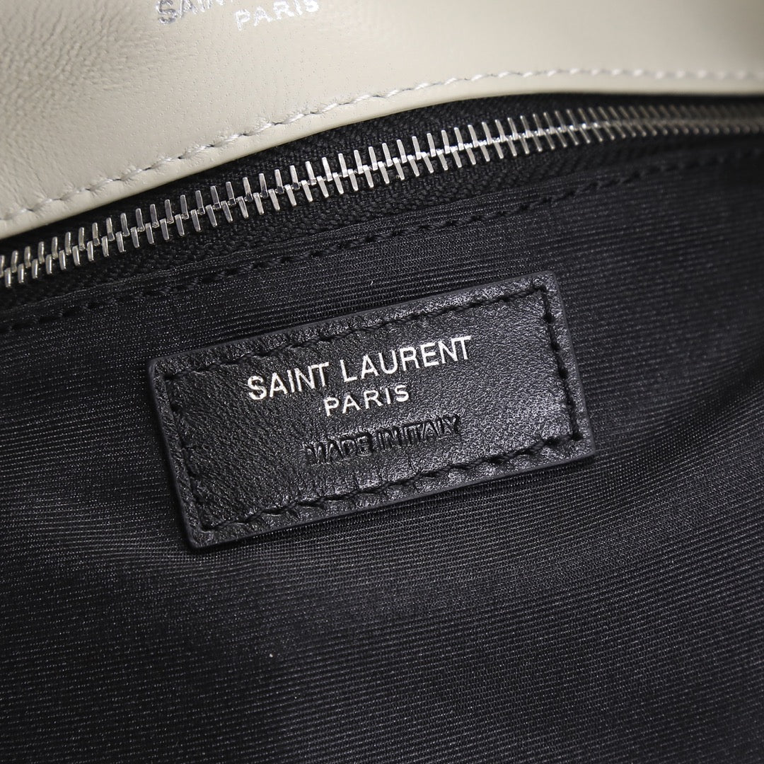 Saint Laurent Loulou Puffer Small Bag in Quilted Lambskin Leather - White