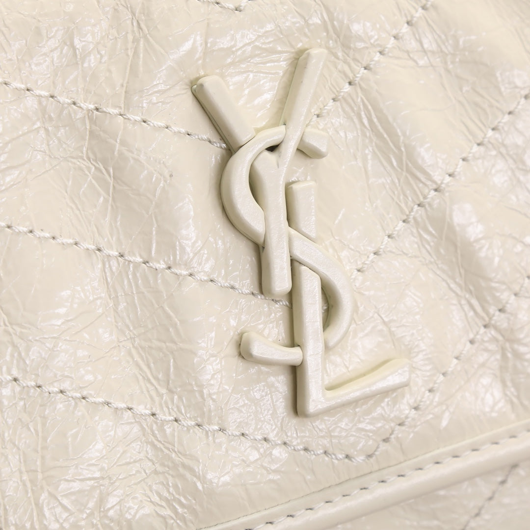 Saint Laurent Niki Medium Chain Bag in Quilted Leather - White