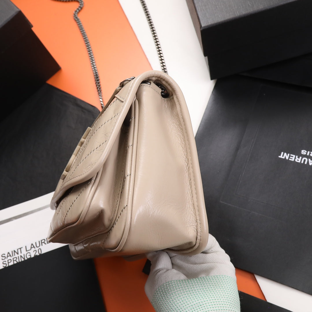Saint Laurent Niki Quilted Leather Chain Shoulder Bag - Beige