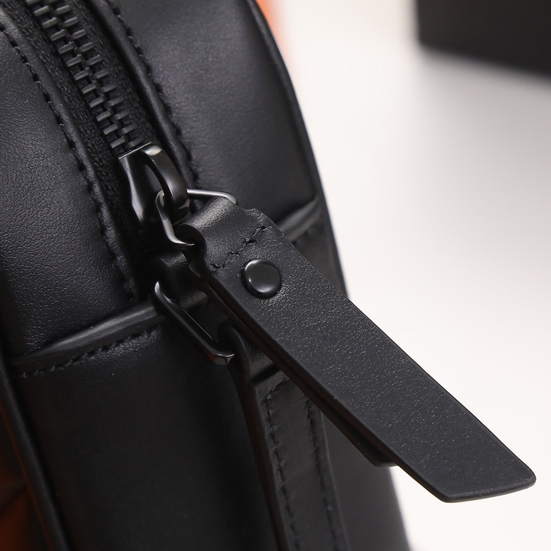 Black Quilted Leather Mini Crossbody Camera Bag with Tassel