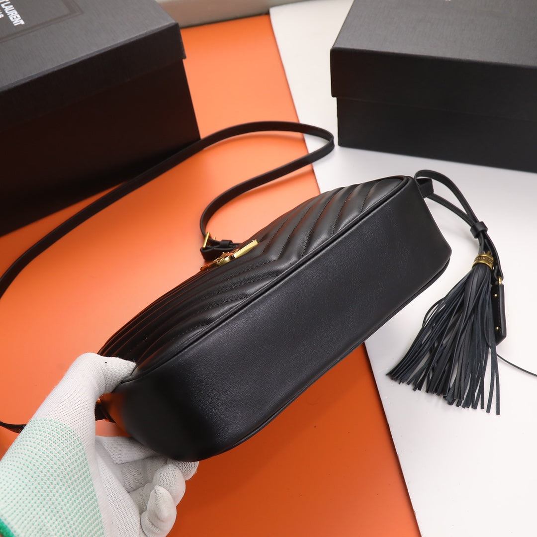 Saint Laurent Lou Baby Quilted Leather Crossbody Bag - Black