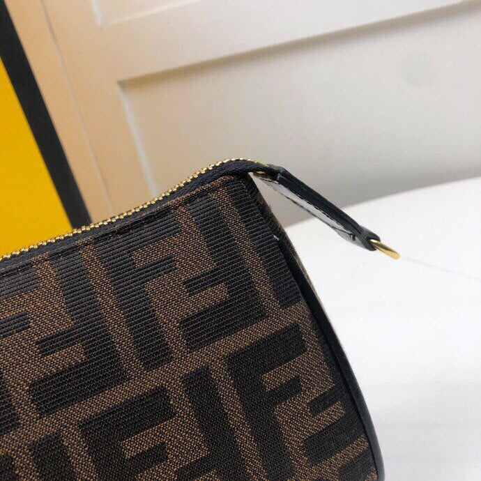 Fendi Baguette Small Monogram FF Canvas Shoulder Bag - Brown/Tobacco