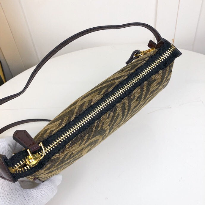 Fendi Zucca Print Mini Barrel Bag - Brown Monogram Canvas Shoulder Bag