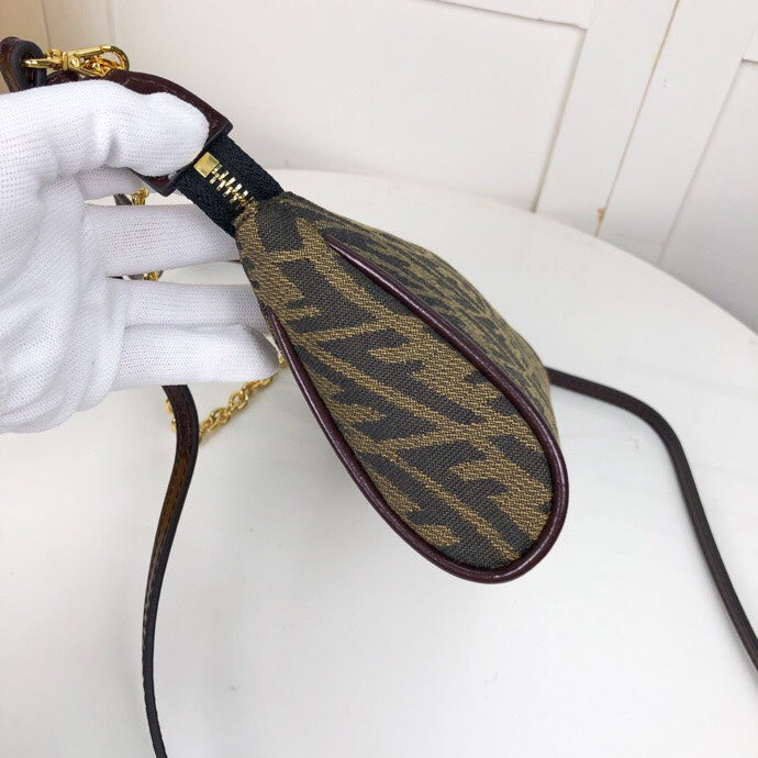 Fendi Zucca Print Mini Barrel Bag - Brown Monogram Canvas Shoulder Bag