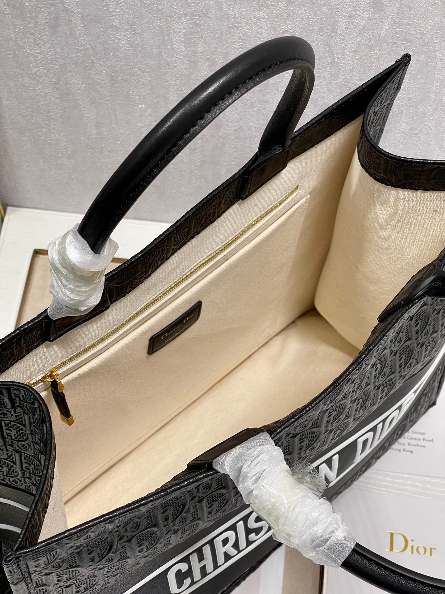 Christian Dior Large Book Tote Black Oblique Embossed Leather
