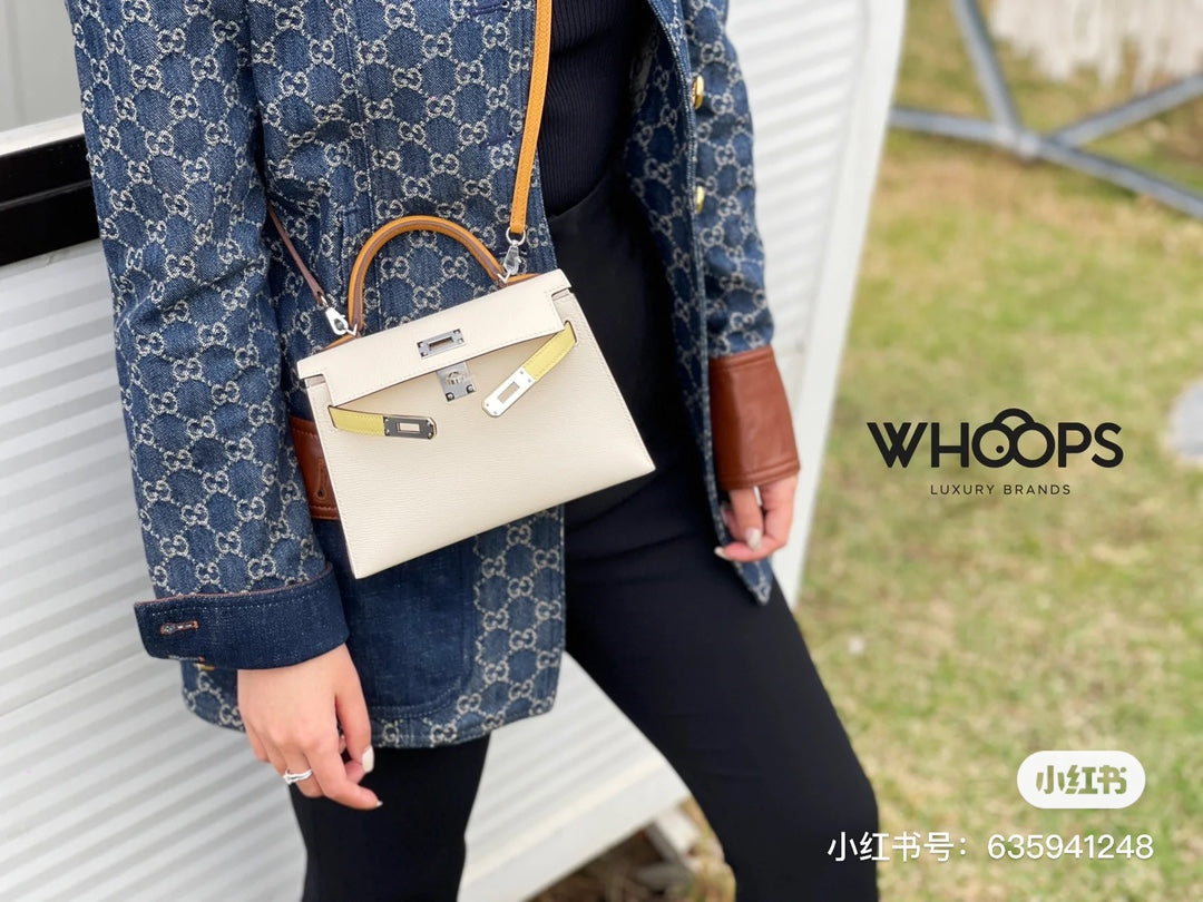 Luxury Mini White Leather Top Handle Crossbody Bag with Silver Hardware