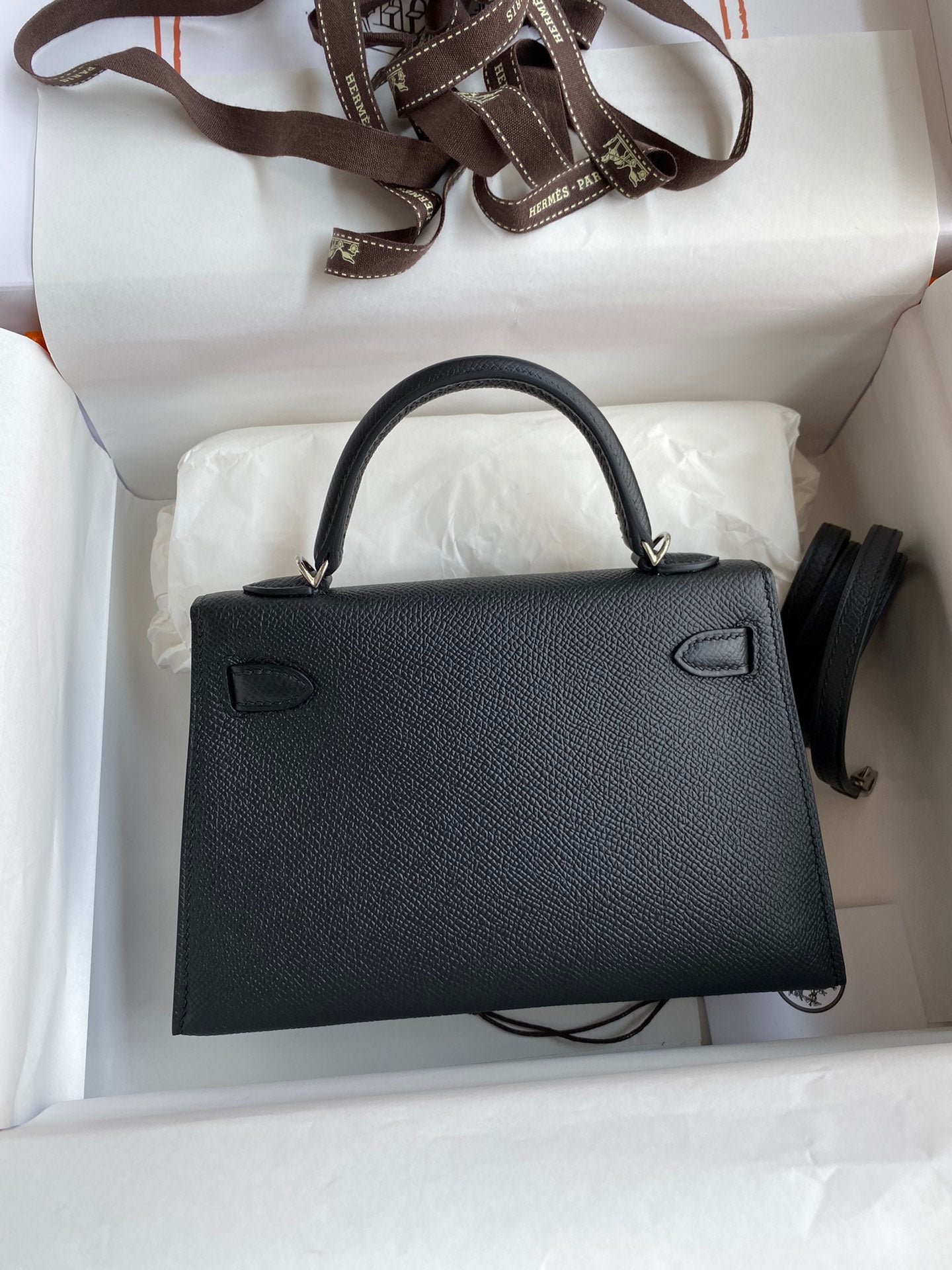 Black Textured Leather Top-Handle Handbag with Silver Hardware