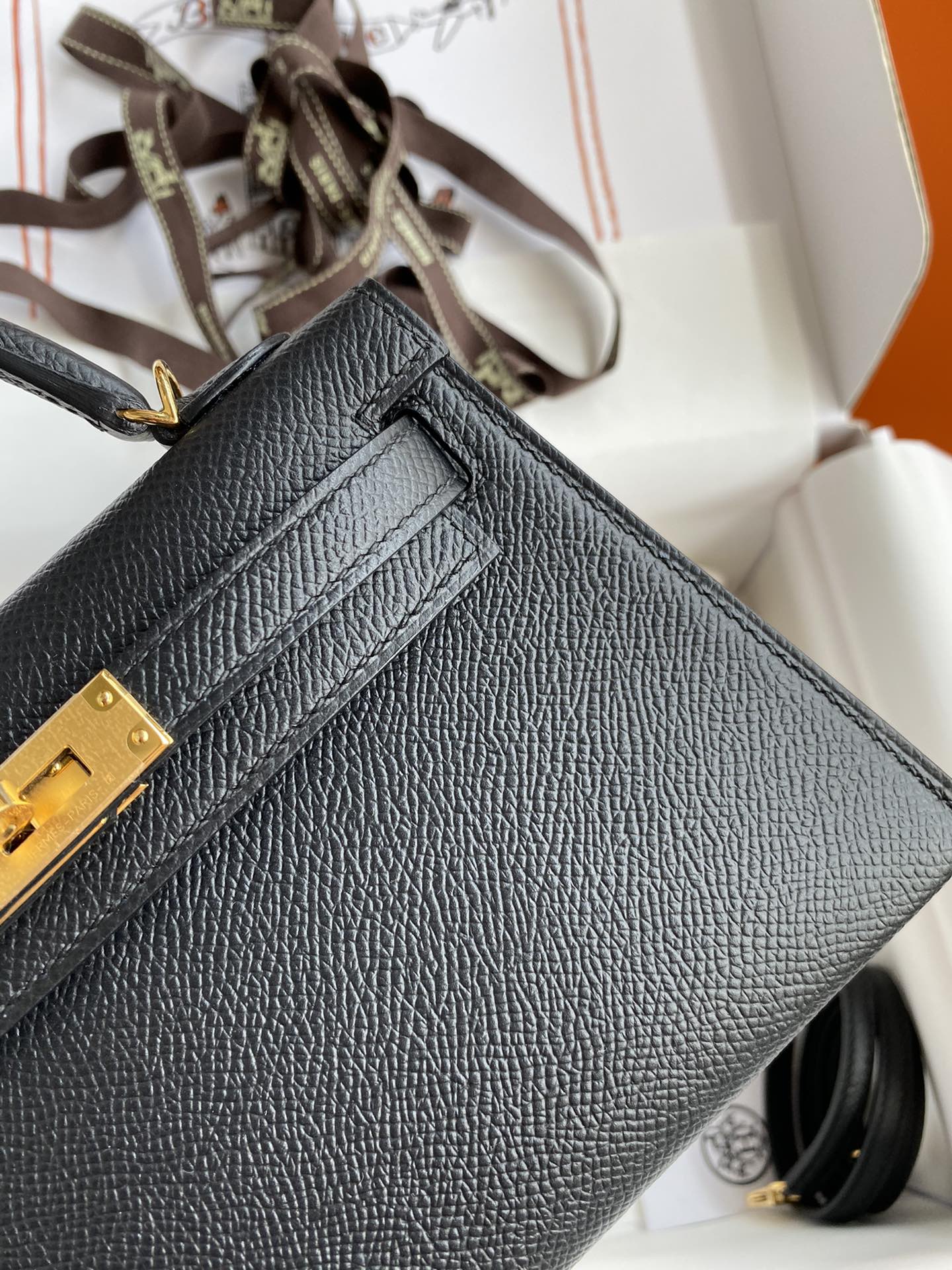 Black Textured Leather Top Handle Handbag with Gold Hardware