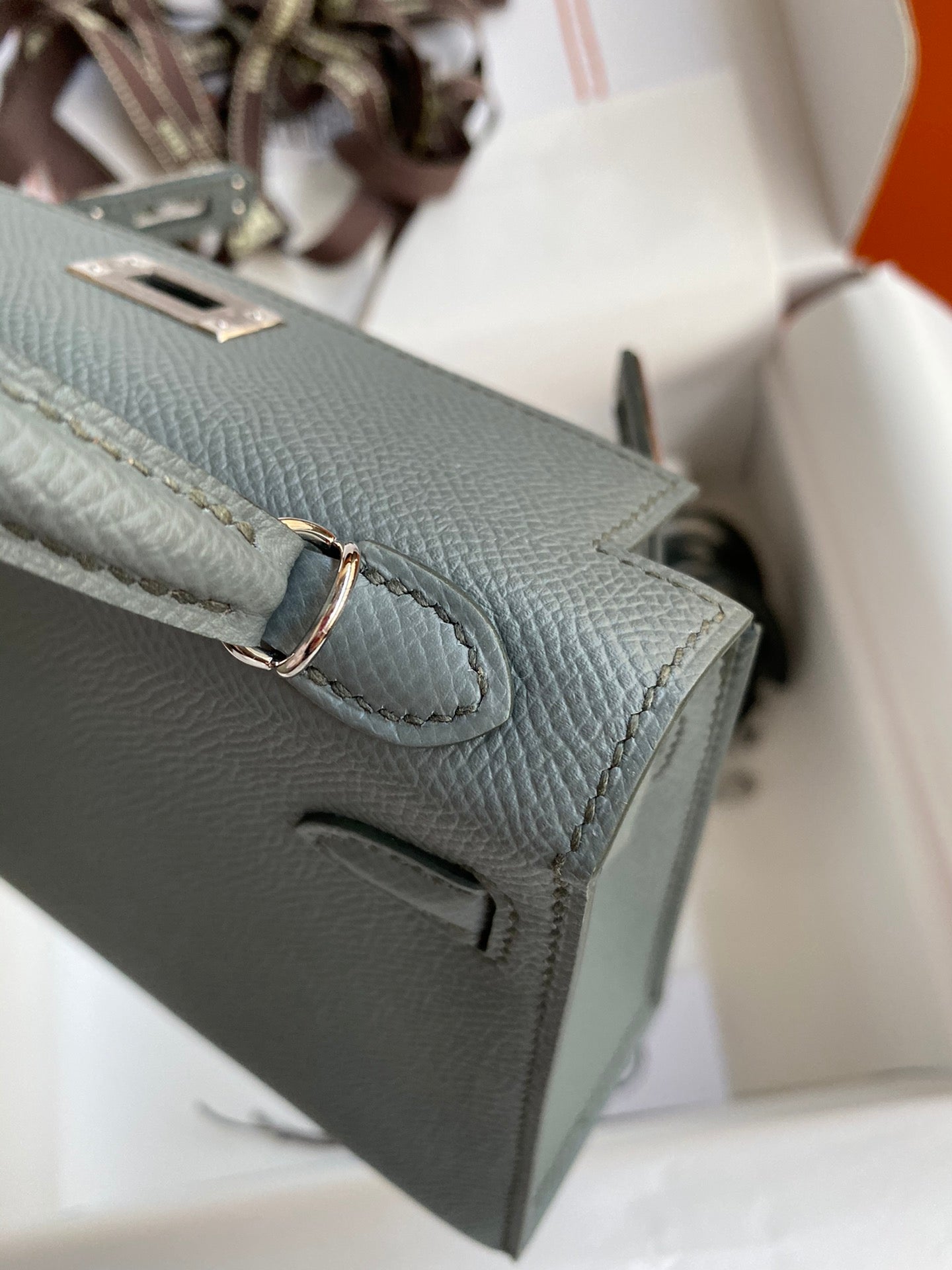 Hermès Kelly 25 Sellier Handbag - Grey Epsom Leather with Palladium Hardware