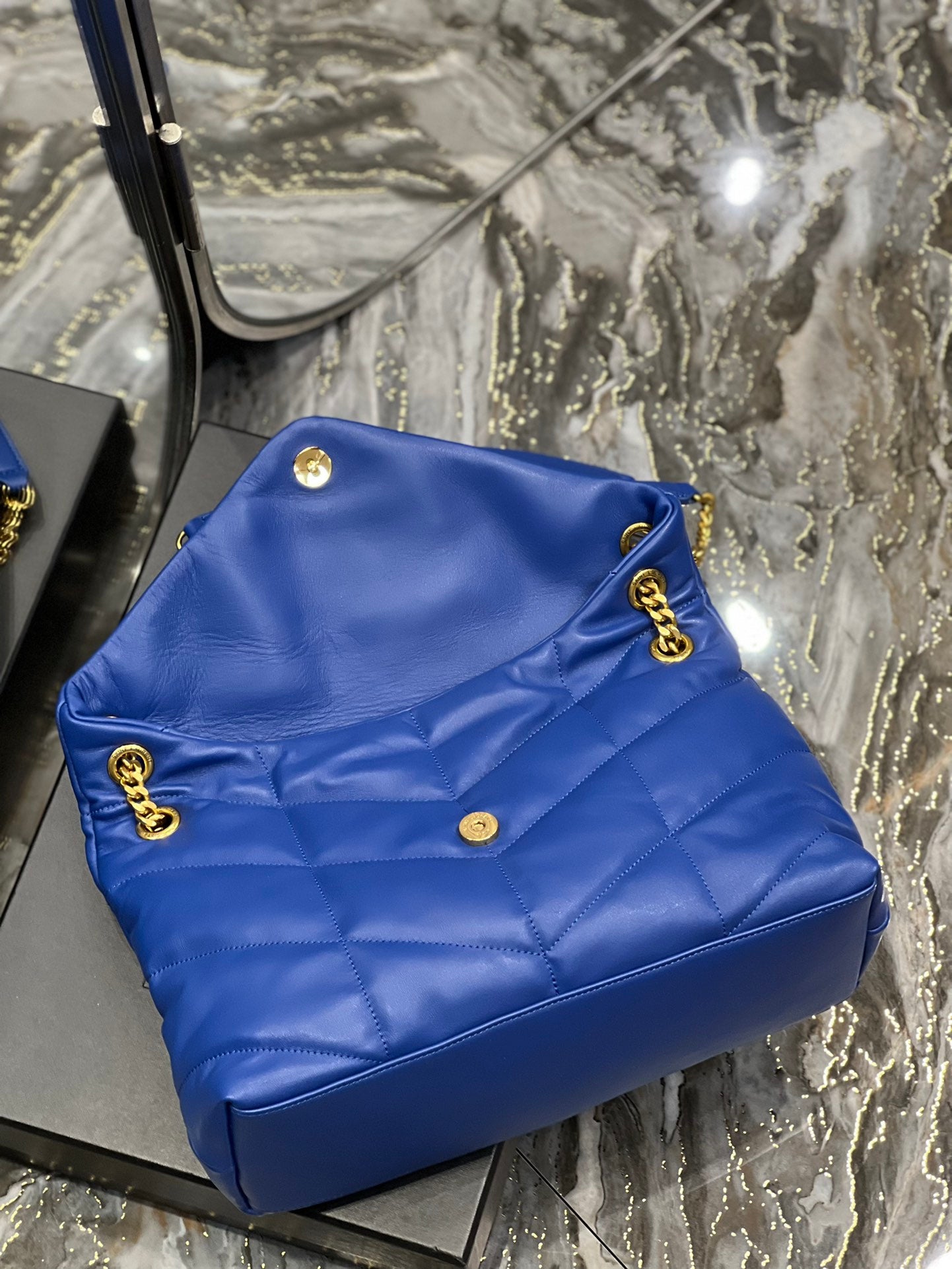 Saint Laurent Puffer Small Bag in Royal Blue Quilted Lambskin