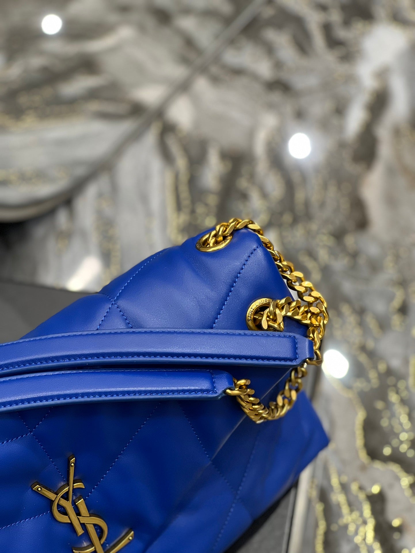 Saint Laurent Puffer Small Bag in Royal Blue Quilted Lambskin