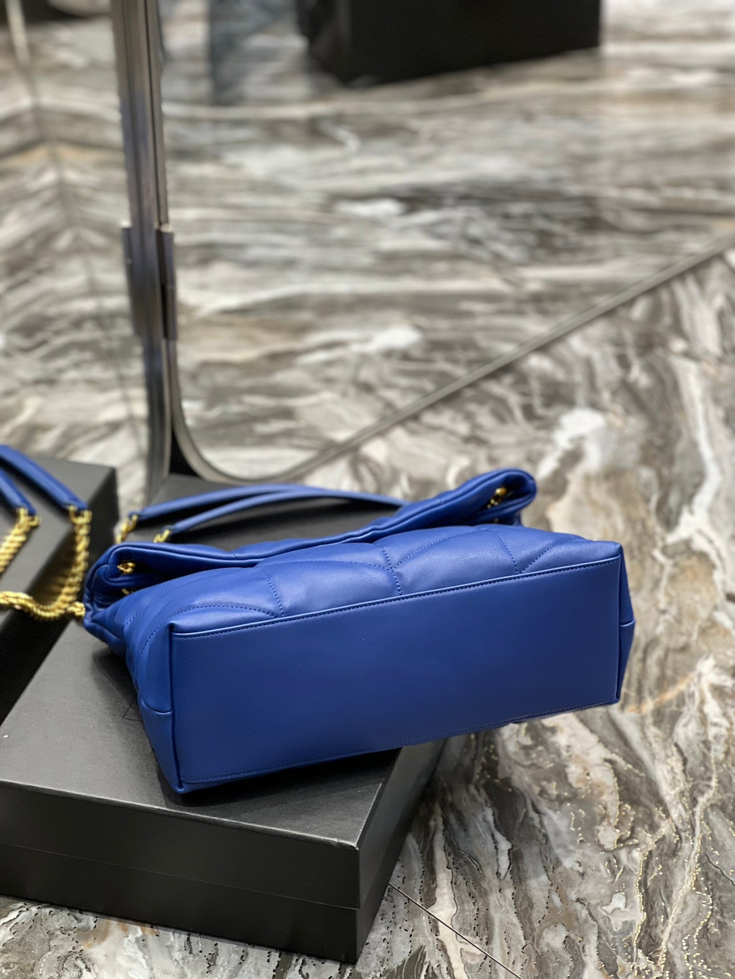 Saint Laurent Puffer Small Bag in Royal Blue Quilted Lambskin